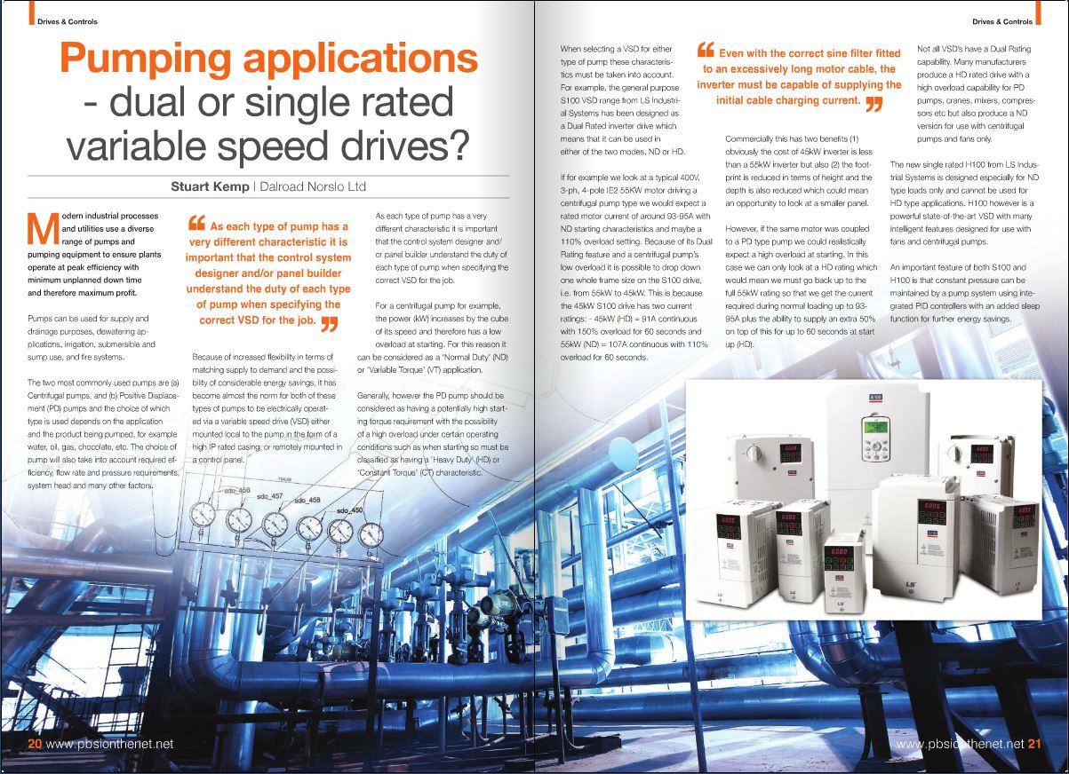 Pumping applications - single or dual rated variable speed drives